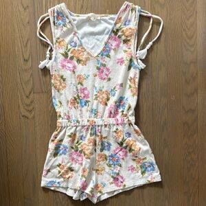 Love Shack Fancy terry floral romper, sz XS